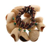 Hoement Natural Black Nut Shell Handbell Bracelet Lightweight African Percussion Accessory for Live Performances and Jam Sessions with Cultural and Traditional Musical Influence