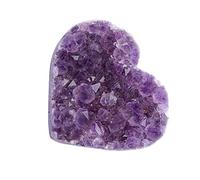 Hoement Natural Heart Shaped Amethyst Crystal Decor 3-5cm Mineral Stone Ornament for Desk Decoration and Meditation Healing