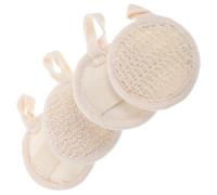 Hoement Natural Loofah Bath Scrubber 4-Pack Exfoliating Shower Back Scrubber for Men and Women 8x8 Cotton and Hemp Blend for Dead Skin Removal and Deep Cleansing