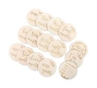 Hoement Natural Wood Round Infant Growth Progress Cards with Skin-Friendly Graffiti Printing Technology, Beige Monthly Photo Props for Baby Shower and Newborn Photography