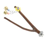 Hoement Natural Wooden Parrot Stand Perch with Bell, Safe and Portable Bird Stand for Parakeets and Parrots, for Bird Cage Exercise and Claw Grinding Random Color