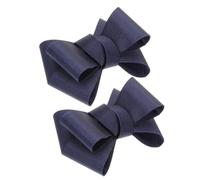 Hoement Navy Blue Ribbon Bow Grosgrain Shoe Clips, Removable Decorative Buckles for Bridal Flats and Wedding Ceremonies