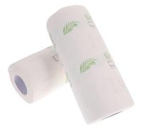 Hoement Oil Absorbing Kitchen Cleaning Paper Towels 2 Rolls 55 Sheets Each with Printed Wood Pulp Material for Countertops
