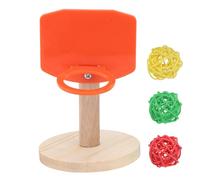 Hoement Parrot Basketball Hoop for Pet Birds, Encourages Exercise and Mind Development, Made of Plastic and Wood, Includes for Play and Training Random Color