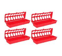 Hoement Plastic Flip Top Poultry Feeder Easy Maintenance Bird Cage Food Box 4pcs Automatic Feeding Chicken Food Feeder Tray with Multi-hole Design for Small Pets and Parrots for Outdoor