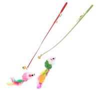 Hoement Plush Cat Plaything 2pcs with Fur Balls and Elastic Rope Interactive Cat Kitten Supply for Indoor Pets