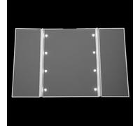 Hoement Portable Bathroom for Makeup Lovers Students Desk Use LED Mirror with Tri-fold Design, Button to Battery Powered, Abs Material, Easy Maintain