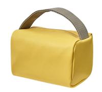 Hoement Portable Cosmetic Storage Bag for Women with Handle, Large Capacity Waterproof PVC Vanity Bag, Dust-Proof and Travel-Friendly Toiletry Organizer in Yellow for Traveling