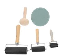 Hoement Portable Lightweight Printmaking Brayer Roller with Wood Handle and Rubber Surface for Painting and Carved Surfaces, Ink Roller Tool for Craft and Stamping Projects