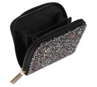 Hoement Portable Mini Wallet for Women with Silver Sequins, Zipper Coin Storage Pouch, Creative Short Change Purse for, Compact Portable Purse for Everyday Use