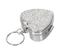 Hoement Portable Stainless Steel Heart-Shaped Pill Case with Rhinestones Small Pocket Medicine Organizer with Multiple Compartments for Travel Work and Sports Moisture-Resistant Vitamin