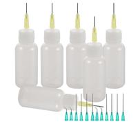 Hoement Precision Tip Glue Applicator Bottle with Pointed and Bent Tips, Refillable Plastic and Metal Needle Applicator for Pottery Slip Trailing and Ceramic Decorating for On-the-go