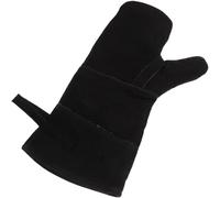 Hoement Premium Cowhide Leather Heat Resistant Gloves for Fireplace Grill Oven Welding Bbq with Strong Stitching and Cotton Lining Fire Retardant Baking Mitts for Cooking Camping Gardening