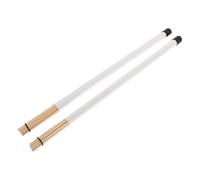 Hoement Professional White Wooden Drumstick Brushes Closed Style Design for Jazz Rock Folk Drummers Low-noise Percussion Sticks for Beginners Students Performance