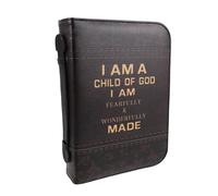 Hoement Pu Leather Bible Cover Bag with Portable Handle and Inner Pockets, Extra Large Capacity Cross Design Book Protector for Traveling and Church Study, Easy to Clean and Elegant