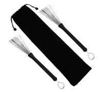 Hoement Retractable Stainless Steel Jazz Drum Brushes with Bag Drum Wire Sticks Good Spring Back Effect and Beginner Youth Bands
