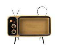 Hoement Retro TV-shaped Cell Phone Storage Holder Creative Phone Bracket Coffee Color Plastic with Smooth Edges for Bedroom Desk Hands-free Viewing