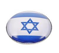 Hoement Round Israel Flag Brooch Pin Crystal Glass Lapel Badge for Clothing Collar Shirt Dress Accessories in Silver National Symbolic with Elegant Present Box
