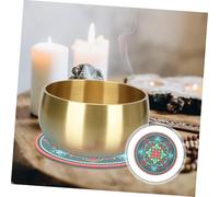 Hoement Rounded Sound Bowl Mat with Flower Pattern Non-slip Cushion for Religious Singing Bowls Practical Meditation Pad Large Exotic Deep Green Design