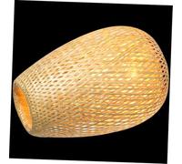 Hoement Rustic Bamboo Woven Lampshade Zen Style Lamp Cover for Tea Dining Hotel Living Simple Natural Bamboo Pendant Light Fixture for Warm Ambient Lighting