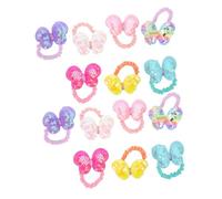 Hoement Sequin Bow Hair Ties and Ponytail Holders for Girls Toddler Soft Elastic Rubber Bands Gradient Color Boys and Girls Hair Elastics Set 14pcs