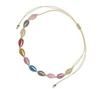 Hoement Shell Shaped Braided Bracelet with Epoxy Color Paint and Simple Alloy Material, Hand-knitted Folk Style Decoration Suitable for Casual and Daily Wear