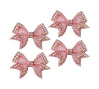 Hoement Shoe Clips Easy DIY Installation 2 Pair Detachable Pink Bowknot Rhinestone Sparkling Shoe Charms Accessories for Women for Party and Daily Wear