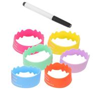 Hoement Silicone Bottle Labels Bottle Protector Sleeve Writable Name Bands for Daycare Boy Girl Feeding Pen