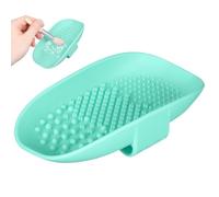 Hoement Silicone Makeup Brush Cleaning Plate Easy to Store Brush Washing Dish Handheld in Green for Women Suitable for Daily Beauty Tool Use