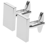Hoement Silver Rectangular Cufflinks for Men, 1 Pair Brass with Plating, High Gloss Finish, Accessory for Formal Shirts, for Wedding or Anniversary Occasions