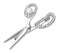 Hoement Silver Rhinestone Scissor Shaped Brooch Pin with Decorative Effect and Sturdy Alloy Material, for Scarves and Clothing on Anniversaries Or Mother's Day