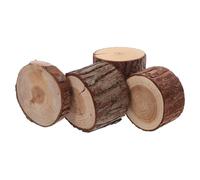 Hoement Small Animal Platform 4pcs Wooden Hamster Rustic Round Tree Root Ornaments for Cage Landscaping and Safe Holiday Decoration