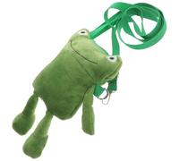 Hoement Small Green Plush Crossbody Bag with Adjustable Shoulder Strap for Phone and Coins Storage, Cute Frog Design for Daily Necessities and Decorative Use
