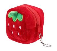 Hoement Soft Plush Strawberry Coin Purse Mini Wallet with Keychain for Boys and Women Everyday Use Small Fruit-Shaped Change Pouch