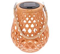 Hoement Solar Powered Rattan Hanging Lantern with Automatic Sensor Outdoor Patio Light for Garden Porch Elegant Bamboolike Design Solar Lighting