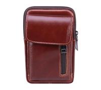 Hoement Sports Waist Bag for Men Simple Retro Leather Belt Bag with Buckle for Hiking and Working