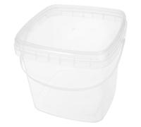 Hoement Square Bucket with Lid Featuring Ergonomic Handheld Design, 1.5l Capacity, and Exceptional Durability Made of Pp Plastic, for Camping Trips and Picnics, Multipurpose Small Plastic