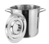 Hoement Stainless Steel Crawfish Cook Pot with Lid Double-Handled Stew Bucket for Seafood Boiling Induction Compatible Stockpot Metal Cooking Container for Home Kitchen