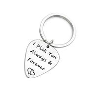 Hoement Stainless Steel Keychain Guitar Pick Musical Valentine's Day for Guitar Player Wire Keychain for Music Lover