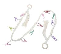 Hoement Stuffed Doll Storage String Toy Hanging Chain for Boys and Girls Playing Room, White Cotton Rope Toy Storage Organiser with Easy to Uninstall Feature, 150cm Length for Home
