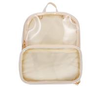 Hoement Stylish Jelly Backpack Transparent Teen Boys Adjustable Straps Beige Lightweight School Bag for Camping Travel