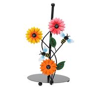 Hoement Sunflower Iron Paper Towel Holder Stand Bee Style Painted Butterfly for Kitchen Decor Sturdy Base for Easy Toilet Tissue Storage Functional for Moms and Friends