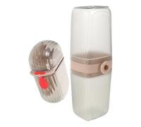 Hoement Toothbrush Container Travel Set with Soap Holder, Plastic Toothbrush Case and Mouthwash Cup, Portable Bathroom Accessories for Home and Business Trips, Modern Functional Design