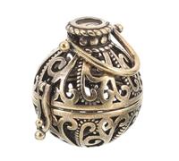 Hoement Unique Brass Aroma Accessory Diffuser Ball with Hollow Floral Pattern, Vintage Hanging Pendant for Home and Car Essential Oils