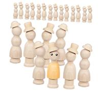 Hoement Unpainted Wooden Peg Dolls Smooth Craft Figures for Painting DIY Home Decor Family Crafting School Projects Safe Sanded Surface for Christmas Ornaments and Creative Art