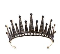 Hoement Vintage Black Alloy Crown Retro Styled Bridal Wedding Headpiece Birthday Tiara for Women Princess Hair Accessory