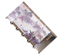 Hoement Vintage Chinese Small Desktop Folding Screen Ornament Antique Wooden Tabletop Divider with Lacquer Finish Reusable Mini Decorative Panel for Home Office Decor