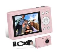Hoement Vintage Digital Camera with Zoom and Storage Compact Travel Shoot for Students and Beginners Easy Operation Retro Camera in Pink