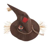 Hoement Vintage Floppy Straw Scarecrow Witch Hat for Women with Adjustable Sizing, Cloth Material for Halloween Cosplay and School Performances
