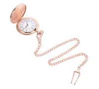 Hoement Vintage Men Pocket Watch with Chain, Roman Numerals Quartz, Smooth Finish Alloy Retro Design for Gentlemen, Precise Timekeeping, for Christmas and Daily Use